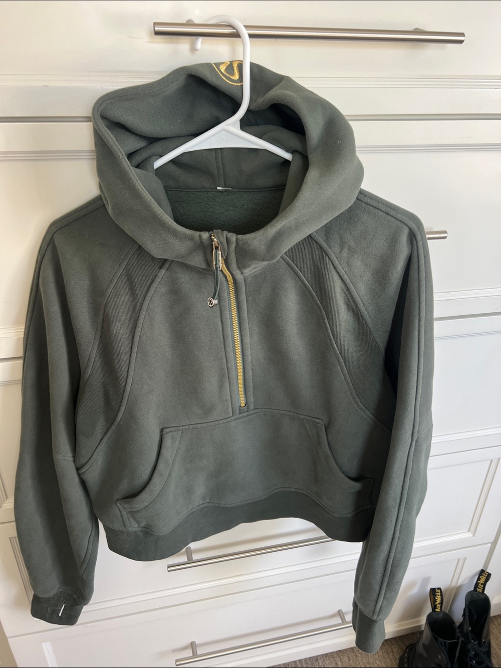 Lululemon Scuba Olive Green Half-Zip Hooded Women's Sweater
